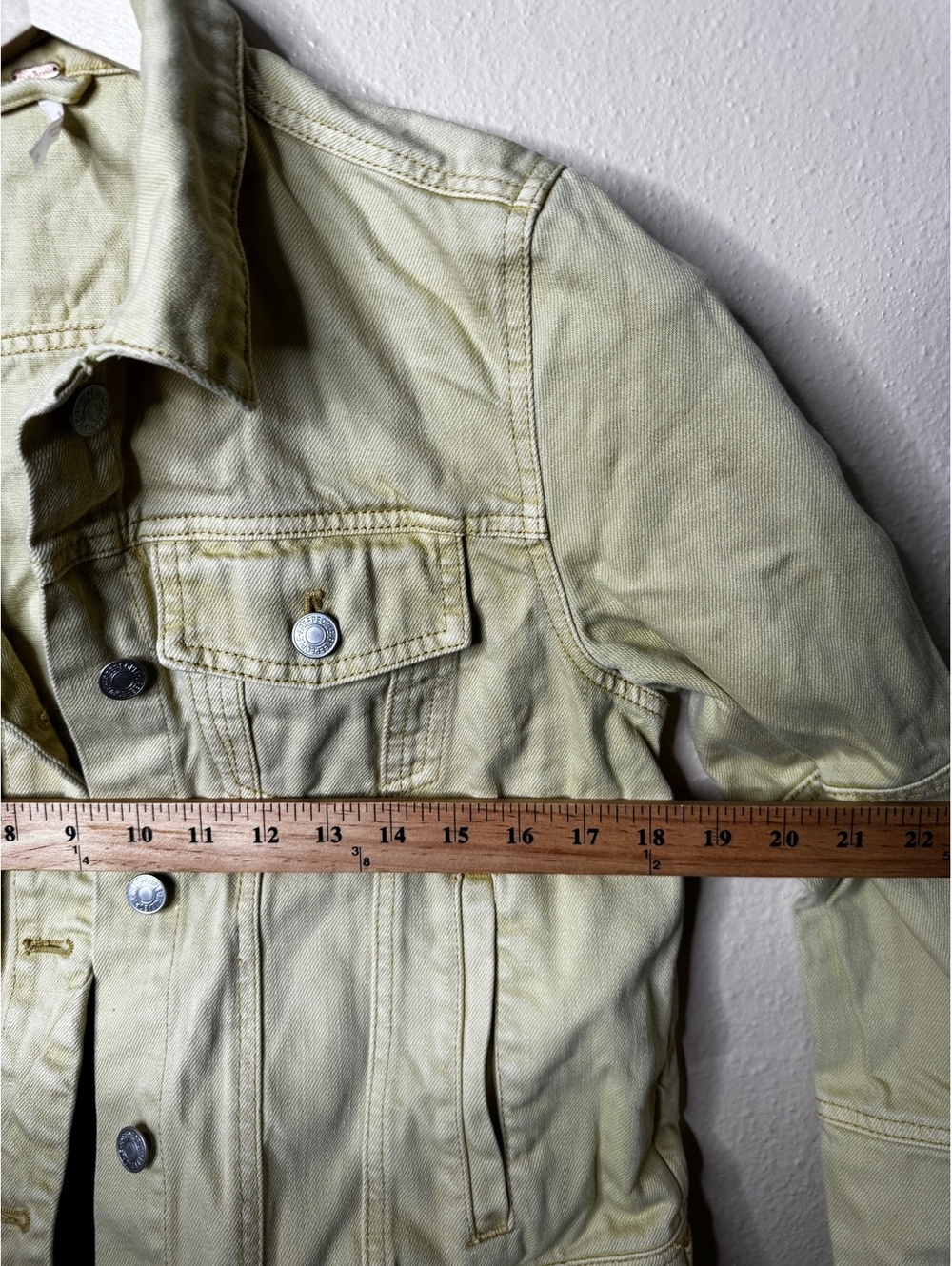 Free People Womens S Yellow Denim Trucker Jacket 100% Cotton - Picture 6 of 6